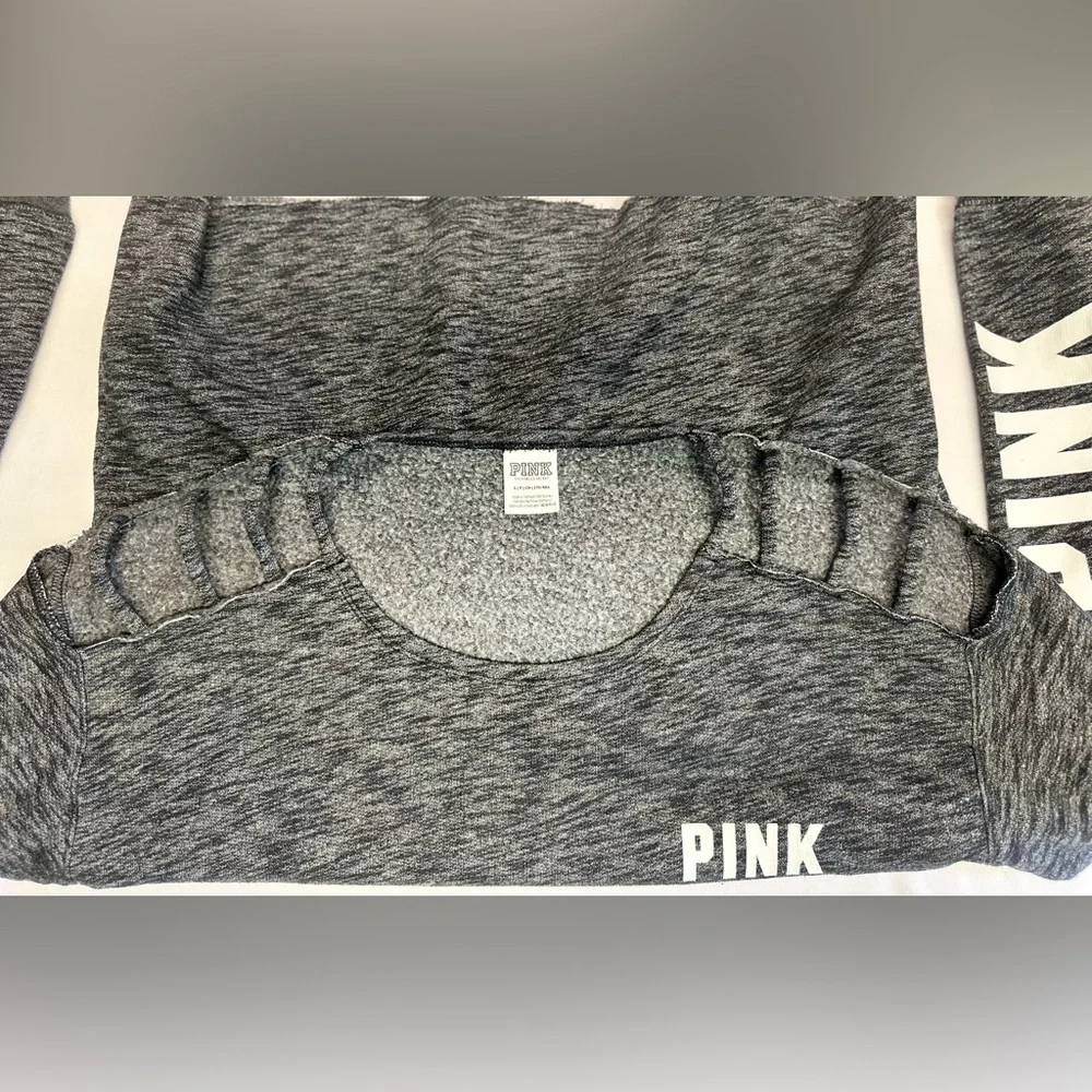 Victoria’s Secret PINK Small Gray Strappy Cold Shoulder Sweatshirt - Picture 8 of 8